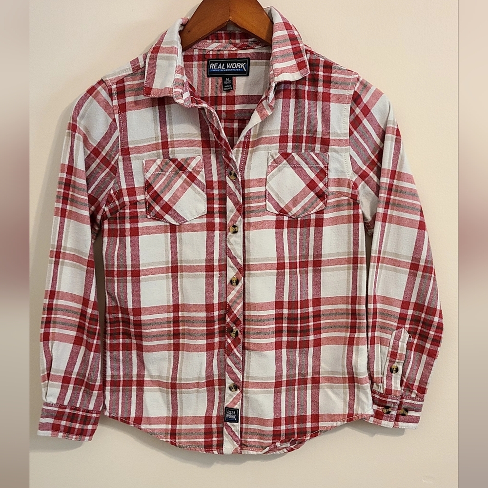 Real Work Plaid Button Down Shirt